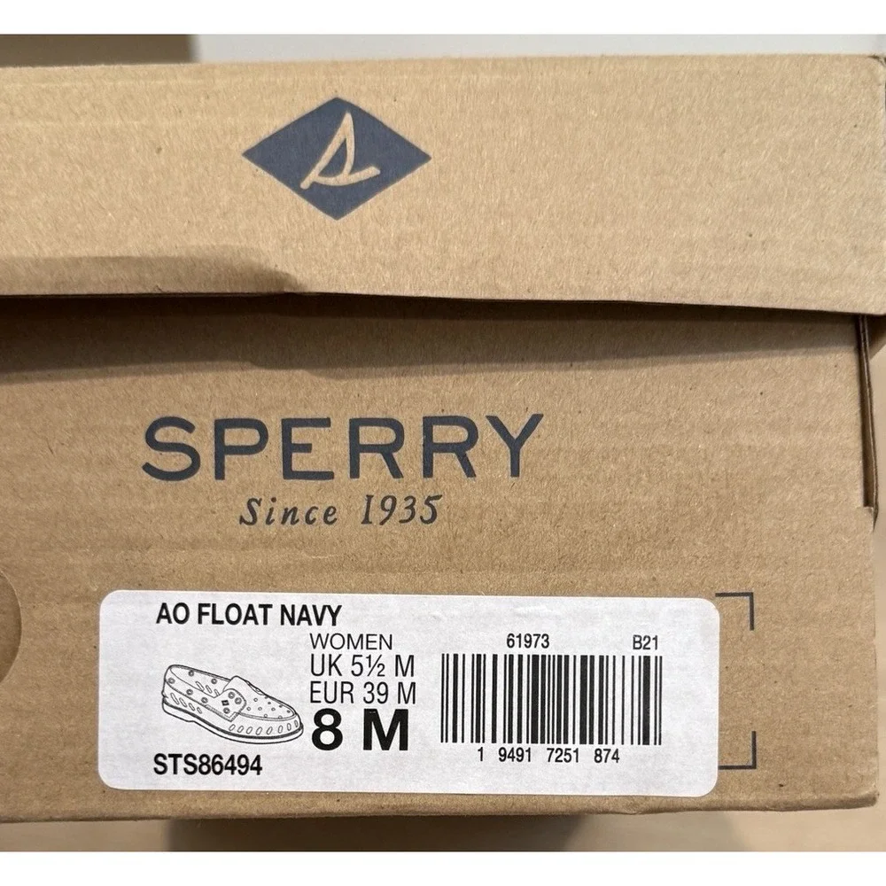 Sperry Authentic Original Float Boat Shoes Navy Portholes Women's Size 8M